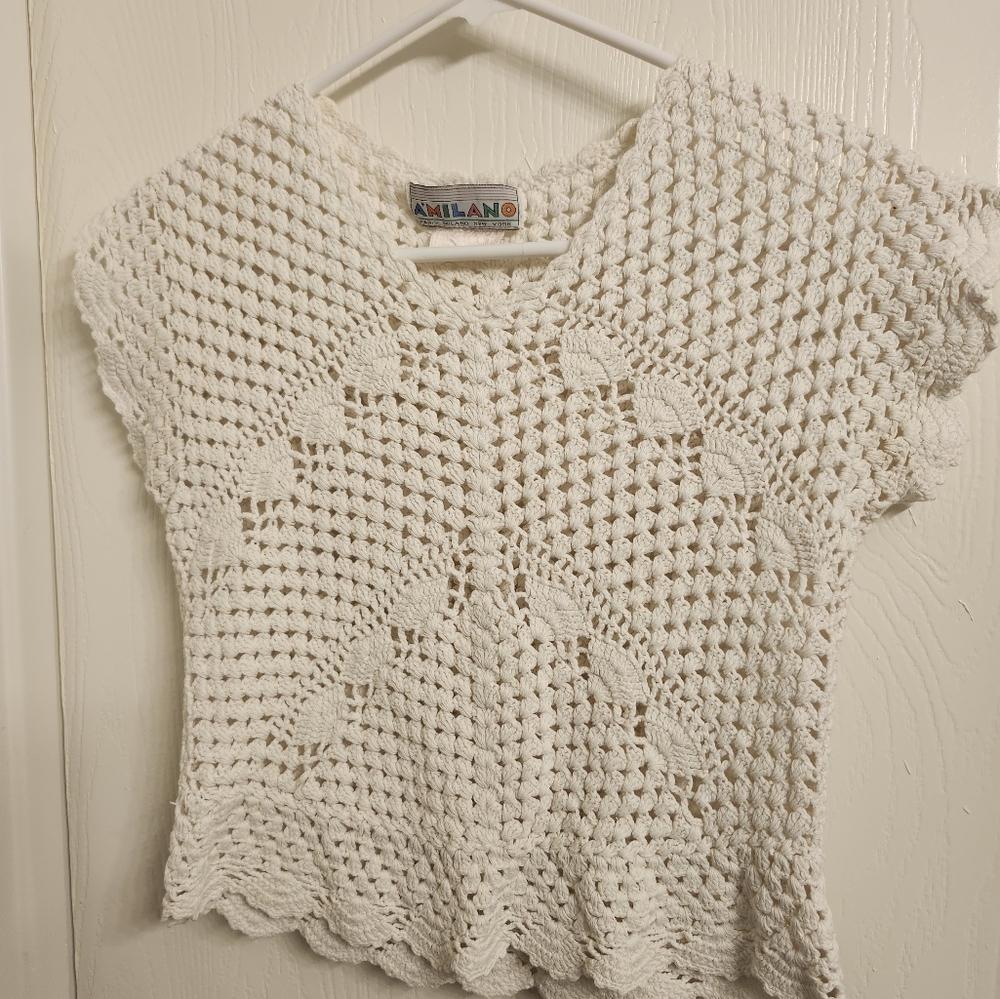 Milano Cream Blouse with Intricate Knit and Boat Neck